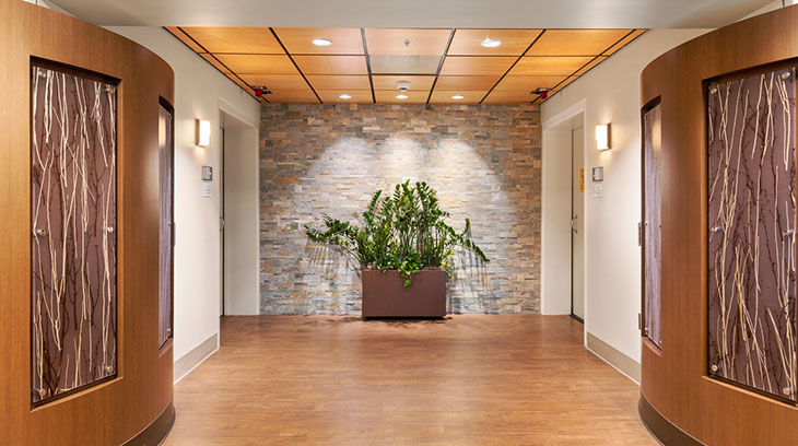 Entrance to radiation therapy treatment rooms